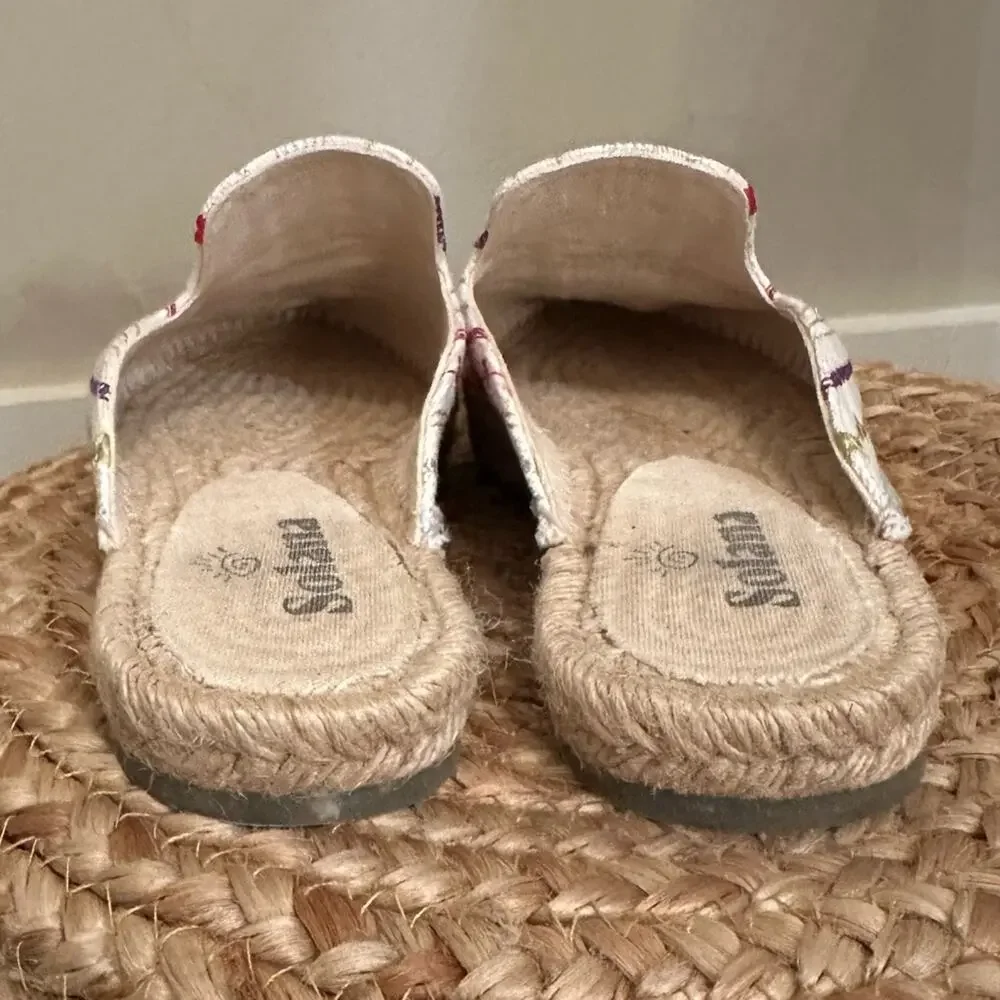 Solana Artisanal Espadrille Mule Slides Tassel Embroidered Made in Spain Size 9
